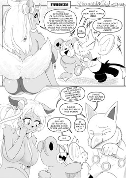 2_panel_comic 5_fingers ambiguous_gender anthro biped black_nose black_text bow_ribbon butt claws dialogue ellipsis eyebrows eyelashes eyes_closed female feral fingers fluffy fluffy_tail fur group hair looking_at_another open_mouth open_smile pupils quadruped question_mark smile speech_bubble standing tail talking_to_another text tongue white_sclera heavenlyproductions nintendo pokemon eeveelution flareon generation_1_pokemon generation_2_pokemon generation_4_pokemon generation_6_pokemon hybrid hypno_(pokemon) pokemon_(species) shinx sylveon teddiursa 2026 absurd_res comic english_text hi_res monochrome