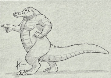 anthro claws empty_eyes finger_claws male male_anthro mouth_closed muscular muscular_anthro muscular_male narrowed_eyes nude overweight overweight_anthro overweight_male side_view simple_background solo standing tail teeth toe_claws hufnaar crocodile crocodilian reptile scalie 2017 dated full-length_portrait hi_res monochrome portrait sketch
