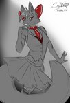 accessory anthro bottomwear bow_ribbon bra clothed clothing female hair_accessory hair_bow hair_ribbon legwear necktie pose reward ribbons skirt smile solo stockings tail underwear sunny_way patreon canid canine fox mammal digital_drawing_(artwork) digital_media_(artwork) hi_res pinup