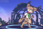 anthro clothed clothing cosplay death humor male simple_eyes solo coffeefly sound_warning nintendo star_fox super_smash_bros. cafe_(coffeefly) fox_mccloud canid canine fennec_fox fox mammal true_fox 2d_animation animated short_playtime sound webm