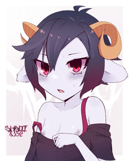 anthro black_clothing black_hair bodily_fluids clothing grey_body grey_ears hair horn male nipples open_mouth pink_eyes solo sweat shalti8352 bat bovid caprine mammal vampire 2022 digital_media_(artwork) hi_res