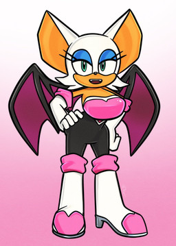 anthro armor big_breasts bodysuit breastplate breasts clothing female green_eyes hair looking_at_viewer skinsuit smile solo tight_clothing white_hair wings roboticsteve sega sonic_the_hedgehog_(series) rouge_the_bat bat mammal hi_res