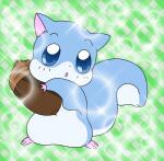 3_toes acorn anthro biped blue_body blue_eyes blue_fur feet fluffy fluffy_tail food fruit fur green_background japanese looking_at_viewer male membrane_(anatomy) nut_(fruit) patagium pattern_background plant short_fur simple_background solo standing tail toes white_body white_fur nekota_mimi happy_happy_clover pixiv sayuri_tatsuyama hickory_(happy_happy_clover) hirari_(happy_happy_clover) flying_squirrel mammal rodent sciurid 2009