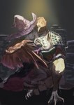 anthro armor beak book clothing duo feet female hair hat headgear headwear male reading robe sitting talons toe_talons toes white_hair wings wings_wrapped_around_other witch_hat yellow_eyes aka_boguma elden_ring elden_ring_nightreign fromsoftware guardian_(nightreign) recluse_(nightreign) avian bird human mammal hi_res