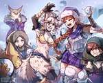 anthro armor bikini_armor blue_eyes bracers braided_pigtails brown_body brown_fur clothing eyes_closed eyewear fangs feathers female fur gauntlets glasses gloves grey_body grey_feathers group hair handwear hood humanoid_pointy_ears male pigtails purple_clothing red_hair robe smile snow snowball snowball_fight tail teeth throwing_object unconvincing_armor white_body white_fur winter_clothing young young_anthro young_female young_male gzeidraws unicorn_overlord vanillaware dinah_(unicorn_overlord) ramona_(unicorn_overlord) yunifi_(unicorn_overlord) avian bird canid canine domestic_cat elf felid feline felis fox human humanoid mammal owl 2024 5:4 digital_drawing_(artwork) digital_media_(artwork) hi_res