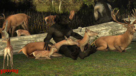 anthro biped eating female feral forest grass grazing group hand_on_another's_shoulder hand_on_shoulder lying male plant quadruped sitting sleeping tree young renderswithwolves mythology skyrim_werewolf canid canine canis cervine deer mammal mythological_canine mythological_creature red_deer werecanid werecanine werecreature werewolf wolf 16:9 3d_(artwork) digital_media_(artwork) hi_res source_filmmaker_(artwork) widescreen