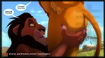 anthro black_mane body_hair claws dialogue duo green_eyes happy_trail holding_butt king licking licking_lips looking_up_at_partner male male/male mane royalty scar speech_bubble tail text tongue tongue_out zenthetiger disney the_lion_king mufasa scar_(the_lion_king) felid lion mammal pantherine english_text hi_res url watermark brother_(lore) brothers_(lore) incest_(lore) sibling_(lore)