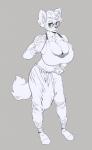 absurd_res african_wild_dog anthro big_breasts big_bulge boosterpang bottle breasts bulge canid canine cleavage clothed clothing container eyewear glasses gynomorph hi_res huge_breasts huge_bulge intersex kayde looking_at_viewer mammal monochrome solo