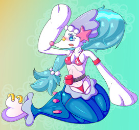 anthro armband bikini breasts clothing clown_nose fanny_pack female flipper_hands gem lifeguard pearl_(gem) piercing solo split_form starfish_(accessory) swimwear two-piece_swimsuit flowersunink nintendo pokemon aquatic asterozoan echinoderm generation_7_pokemon merfolk pokemon_(species) primarina starfish