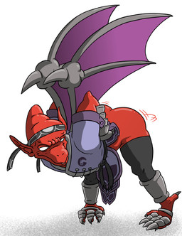 anthro bent_over bottomless butt claws clothed clothing empty_eyes humanoid_pointy_ears male membrane_(anatomy) membranous_wings mooning pointy_ears red_body smile solo teasing teasing_with_butt toe_claws wings macro710 thatweirdguy capcom demon's_crest gargoyle's_quest ghosts_'n_goblins firebrand demon gargoyle red_arremer hi_res