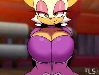 anthro big_breasts bodysuit breast_expansion breasts clothing expansion eyelashes eyeshadow female fur green_eyes grin huge_breasts looking_at_viewer makeup nipples orange_body orange_nipples orange_skin purple_bodysuit purple_clothing purple_skinsuit skinsuit smile solo tight_clothing torn_clothing white_body white_fur 1lastshadow1 sega sonic_the_hedgehog_(series) rouge_the_bat bat mammal animated no_sound short_playtime webm
