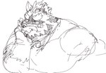 anthro eyebrows male musclegut muscular solo thick_eyebrows whiskers exe_exem lifewonders live_a_hero viscunam mammal procyonid raccoon bust_portrait portrait sketch