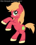 blonde_hair crossgender cutie_mark female feral freckles green_eyes hair on_hind_legs pose quadruped simple_background solo tail transparent_background designjh friendship_is_magic hasbro my_little_pony big_macintosh_(mlp) earth_pony equid equine horse mammal pony 2013 alpha_channel