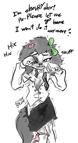 abuse accessory after_rape after_sex anthro areola biped bodily_fluids bottomwear bow_ribbon bruised bruised_eye choker clothed clothing clothing_around_one_leg crying cum cum_on_leg dialogue eyebrows female flat_chested genital_fluids green_eyes hair_accessory hair_bow hair_ribbon jewelry leaking_cum loli looking_at_viewer necklace necktie nipples offscreen_character one_eye_closed open_mouth panties panties_around_one_leg panties_down partially_clothed ribbons shirt simple_background skirt solo speech_bubble standing talking_to_viewer tears text thin_calves thin_legs thin_thighs topwear torn_clothing underwear underwear_around_one_leg underwear_down vest young young_anthro young_female soulcentinel courtney_sin canid canine canis domestic_dog mammal 2024 english_text monochrome spot_color