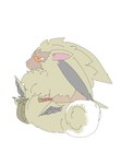 anthro curled_tail fur looking_back male melee_weapon orange_eyes simple_background sitting solo sword tail weapon white_background yellow_body yellow_fur mkz_kabeuchi bandai_namco digimon digimon_ghost_game digimon_(species) lamortmon monster 3:4 hi_res