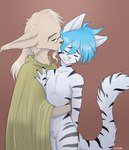 anthro duo eyewear glasses huge_ears kissing male male/male romantic romantic_couple joltom twokinds albion_alabaster tiger_trace trace_legacy basitin felid keidran mammal pantherine tiger hi_res