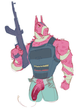 anthro assault_rifle balls bandage big_penis bodily_fluids bottomwear bulletproof_vest casual_exposure clothing denim denim_bottomwear denim_clothing dripping erection eye_patch eyebrows eyewear foreskin fur genital_fluids genitals glans gun holding_gun holding_object holding_ranged_weapon holding_weapon humanoid_genitalia humanoid_penis jeans male muscular muscular_anthro muscular_male narrowed_eyes pants penis pinata precum precum_drip precum_string pubes ranged_weapon rifle simple_background solo standing teeth topwear tuft unretracted_foreskin unzipped vest weapon white_background wool_(fur) wraps zipper khipart epic_games fortnite lt._john_llama animate_inanimate camelid living_pinata llama mammal 2025 hi_res signature