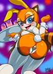 aged_up anthro anus blue_eyes breasts bunny_costume butt clothed clothing costume fake_ears fake_rabbit_ears fake_tail female fur genitals glass nipples open_mouth orange_body orange_fur partially_clothed pussy raccoon_tail scut_tail short_tail solo spread_butt spreading tail tray waiter waitress_uniform sirjzau chinese_zodiac sega sonic_the_hedgehog_(series) year_of_the_rabbit marine_the_raccoon mammal procyonid raccoon 2023 hi_res