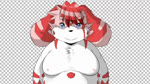 :3 anthro big_ears chest_tuft fangs floppy_ears fur male markings moobs nipples nude obese obese_anthro obese_male overweight overweight_anthro overweight_male pink_nipples pupils red_markings slit_pupils smile solo teeth tuft chibineco emofuri mamoru_(chibineco) canid canine mammal 2d_animation animated long_playtime no_sound webm