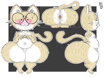 anthro anus balls big_butt black_eyes black_eyewear black_glasses blush blush_lines bodily_fluids bottom_heavy brown_body brown_ears brown_fur brown_tail butt eyewear eyewear_only femboy front_view fur genitals glasses glasses_only huge_butt hyper hyper_butt male multicolored_body multicolored_fur nude penis rear_view shortstack shortstack_male shy side_view small_balls small_penis solo standing sweat tail tan_body tan_fur thick_thighs two_tone_body two_tone_fur wearing_glasses whiskers wide_hips itsme_hilo domestic_cat felid feline felis mammal 2025 digital_media_(artwork) hi_res model_sheet signature