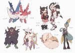 ambiguous_gender anthro biped black_body black_hair blue_body bottomwear carrying_another clothing female feral fur group gym_leader hair holding_tail male membrane_(anatomy) quadruped red_eyes simple_background skirt standing tail text white_background white_body white_fur white_hair yellow_eyes yellow_membrane omumorning nintendo pokemon marnie_(pokemon) piers_(pokemon) arcanine arceus generation_1_pokemon generation_3_pokemon generation_4_pokemon generation_8_pokemon grimmsnarl human inteleon latias latios legendary_pokemon mammal morpeko morpeko_(full_belly_mode) pokemon_(species) 2020 hi_res japanese_text