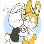 anthro balls duo erection eyes_closed genitals humanoid_genitalia humanoid_penis kissing kissing_cheek looking_at_another looking_at_partner male male/male penis shy surprised_expression young young_anthro young_male young_on_young oob oob_(character) lagomorph leporid mammal rabbit 1:1 2017