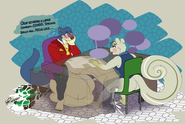 anthro antlers balls balls_noises big_balls big_penis blue_body blue_fur bodily_fluids bottomwear bouncing_balls chair clenching_balls clothing cock_vore cum cum_on_clothing cum_on_ground digestion fatal_vore foreskin fur furniture genital_fluids genitals horn huge_balls huge_penis humanoid_genitalia hyper hyper_balls hyper_genitalia hyper_penis inner_monologue jacket leaking_cum light_body light_fur male necktie oblivious office office_chair office_desk pants penile penis red_clothing red_jacket red_topwear shirt speech_bubble tail thinking thought_bubble topwear under_table vore whiskers white_clothing white_shirt white_topwear yellow_necktie rxq animal_crossing nintendo bam_(animal_crossing) lyle_(animal_crossing) marshal_(animal_crossing) mammal mustelid otter rodent sciurid tree_squirrel 2022 absurd_res hi_res