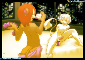 anal anal_masturbation anal_penetration anthro camera caught_in_the_act dildo dildo_sitting do_not_distribute duo embarrassed erection feet femboy genitals humanoid_genitalia humanoid_penis male male/male male_penetrated male_penetrating male_penetrating_male masturbation nude penetration penis sex sex_toy tail text miu nero_(miu) rio_(miu) felid lion mammal pantherine digital_media_(artwork) shaded url