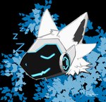4_ears abstract_background blue_eyes eyes_closed fur head_tuft machine male multi_ear sleeping smile solo sound_effects tuft visor vowelless vowelless_sound_effect white_body white_fur zzz xenontheprotogen protogen absurd_res blue_theme digital_media_(artwork) digital_painting_(artwork) headshot_portrait hi_res painting_(artwork) portrait