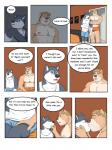 3:4 abs anthro anthro_on_anthro bear biceps big_muscles biped border canid canine canis cel_shading clothed clothing comic detailed_background dialogue digital_media_(artwork) domestic_dog duo english_text facial_hair fully_clothed fur hi_res humanoid_hands husky inside interspecies kissing male male/male mammal manly muscular muscular_male nipples nordic_sled_dog pecs rain-yatsu rainier_(rain-yatsu) rick_(rain-yatsu) seattle_fur shaded spitz text topless white_border