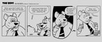 anthro belly big_belly blush clothing dialogue duo eating food male necktie overweight overweight_male shirt solo sushi text topwear barnem mammal murid murine rat rodent 2025 comic english_text hi_res monochrome