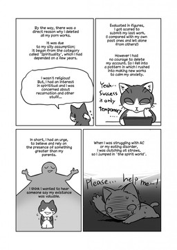 bodily_fluids border front_view lying on_front sitting speech_bubble standing sweat sweatdrop text white_border maririn domestic_cat felid feline felis mammal 2015 comic english_text greyscale hi_res monochrome
