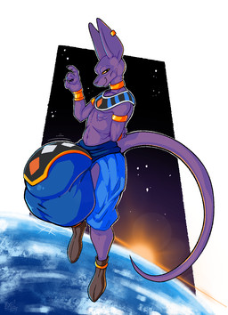 anthro armlet balls big_balls big_bulge black_claws bottomwear bracelet bulge claws clothing earth footwear genitals gold_(metal) gold_armlet gold_bracelet gold_jewelry gold_necklace hairless huge_balls huge_bulge hyper hyper_balls hyper_bulge hyper_genitalia jewelry loincloth long_ears male necklace planet purple_body purple_skin shoes solo space sun tail yellow_eyes awoogasm voxelcubed dragon_ball dragon_ball_super toei_animation beerus domestic_cat felid feline felis hairless_cat mammal sphynx_(cat) 2025 hi_res