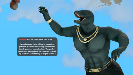 abs aircraft anthro black_bottomwear black_clothing black_pants bottomwear clothed clothed_anthro clothing cloud falling footwear helicopter jacket jewelry male pants pecs profanity red_clothing red_eyes red_jacket red_topwear shirtless shirtless_anthro shirtless_male shoes sky solo text topless topwear vehicle wardrobe_malfunction meteorsmash okamical_(modeler) epic_games fortnite thunder_(fortnite) komodo_dragon lizard monitor_lizard reptile scalie 16:9 3d_(artwork) 4k absurd_res digital_media_(artwork) english_text hi_res widescreen