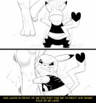 cleft_tail clothing cosplay_pikachu_(costume) costume duo female tail text fidchellvore nintendo pokemon cosplay_pikachu_(character) fan_character hildegard_(fidchellvore) pikachu_libre generation_1_pokemon generation_4_pokemon lucario pikachu pokemon_(species) 2019 comic female_(lore)