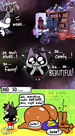 anal anal_storage anal_vore anthro big_butt blush blush_lines bodily_fluids butt cavity_storage dialogue duo female huge_butt humor hyper hyper_butt implied_anal_vore implied_orgasm looking_pleasured male male/female male_focus object_vore spiral spiral_eyes sweat sweaty_butt text thick_thighs vore wowthisisgreat fan_character skee-lo domestic_cat felid feline felis lagomorph leporid mammal rabbit absurd_res comic english_text hi_res sequence
