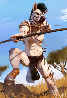 accessory animal_genitalia animal_penis anthro arrow_(weapon) balls big_balls bottomwear bow_(weapon) clothed clothing cock_ring ear_piercing ear_ring equine_genitalia equine_penis fingers flaccid fur genitals grass hair holding_arrow holding_bow_(weapon) holding_object holding_ranged_weapon holding_weapon hooves ineffective_clothing ineffective_loincloth jewelry loincloth loincloth_only looking_at_viewer male navel nipple_piercing nipple_ring nipples outside penis penis_accessory penis_jewelry piercing plant ranged_weapon ring_piercing saggy_balls sky solo standing tail testicle_cuff topless topless_anthro topless_male translucent translucent_clothing translucent_loincloth tree tribal weapon sidekick equid equine mammal zebra digital_media_(artwork) hi_res