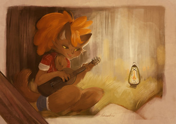 acoustic_guitar anthro bottomwear brown_body brown_fur clothing cute_fangs fangs female fur guitar hay holding_guitar holding_musical_instrument holding_object lamp musical_instrument oil_lamp plaid playing_guitar playing_music plucked_string_instrument shorts smile solo string_instrument teeth yellow_sclera nakitacat ghoul_school hanna-barbera scooby-doo_(series) winnie_werewolf_(ghoul_school) canid mammal 2019