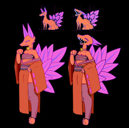 anthro anthrofied asian_clothing bandeau bell bell_collar black_background chest_wraps clothed clothed_anthro clothed_female clothing collar digitigrade east_asian_clothing female japanese_clothing kimono paws simple_background solo topwear wraps mangakitsune2 deltarune undertale_(series) canid mammal netskie 2026 reference_image