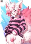 anthro blush circumcised clothing genitals hand_in_pocket heart_eyes heart_symbol male open_mouth oversized_clothing penis pockets slime solo teeth naika parfait_(yesthisisgoocat) felid feline goo_creature mammal hi_res