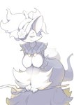 2022 absurd_res anthro areola bedroom_eyes big_breasts big_ears biped blush bow_tie breasts canid clothed clothing cosplay curvy_figure delphox digital_media_(artwork) dodudoru fashionable_style_gardevoir female flower front_view fur generation_6_pokemon half-closed_eyes hanging_breasts hat headgear headwear heart_symbol hi_res holowear_(pokemon) inner_ear_fluff leaning leaning_forward looking_at_viewer mammal mature_anthro mature_female narrowed_eyes nintendo nipples plant pokemon pokemon_(species) pokemon_unite presenting presenting_breasts puffy_areola seductive shaded simple_background smile smirk smug snout solo standing stick tuft voluptuous white_background wide_hips