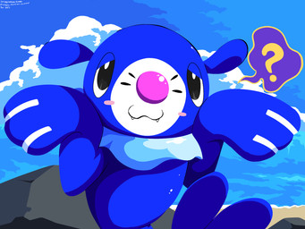 ambiguous_gender beach black_eyes blue_body blush blush_stickers cloud fangs feral gesture half-closed_eyes looking_at_viewer markings narrowed_eyes question_mark rock sea shrug sky solo tail teeth water whisker_markings sleepy_sealion nintendo pokemon generation_7_pokemon pokemon_(species) popplio 2025 4:3 absurd_res dated hi_res signature