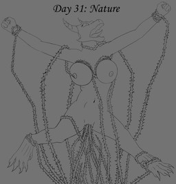 anthro big_breasts brambles breast_torture breasts breasts_tied clitoral_hood female forced front_view genital_torture genitals multiple_insertions nipples nude pain punishment punishment_sex pussy_torture rape rape_as_punishment screaming sex solo spread_arms spread_legs spreading struggling tentacles thorns torture vine_bondage vine_tentacles vulva pyro_celiac mythology aspen_(pyro_celiac) dragon mythological_creature mythological_scalie scalie absurd_res hi_res monochrome