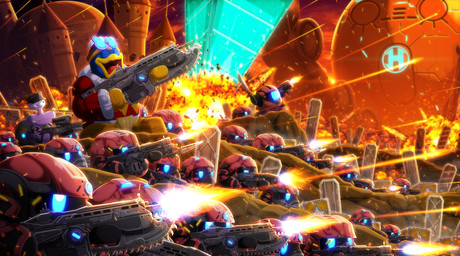 amazing_background ambiguous_gender anthro armor army assault_rifle battle battlefield biped blue_body blue_feathers castle detailed_background explosion eyes_closed eyewear eyewear_on_head feathers fire group gun holding_assault_rifle laugh machine male outside power_armor ranged_weapon rifle shooting spacecraft sunglasses sunglasses_on_head vehicle war weapon wearing_sunglasses heldron epic_games gears_of_war kirby:_planet_robobot kirby:_right_back_at_ya! kirby_(series) microsoft nintendo xbox_game_studios escargoon king_dedede avian bird gastropod mollusk penguin snail waddle_dee waddling_head 2023 crossover detailed hi_res japanese_description