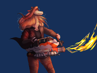 alternate_species anthro black_clothing black_jacket black_topwear bottomwear brown_bottomwear brown_clothing brown_eyes brown_hair brown_pants brown_spots clothing fire flamethrower furrification hair holding_flamethrower holding_object holding_weapon horn jacket long_hair male ossicone pants ranged_weapon simple_background smile solo spots tan_body topwear transparent_background two_handed_weapon weapon andreita14ajhq groundbreaking giraffebreaking giraffe giraffid mammal 2026 absurd_res alpha_channel hi_res portrait shaded three-quarter_portrait