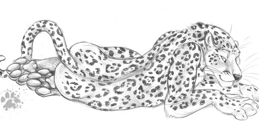 4_toes ambiguous_gender anthro feet fur leopard_spots looking_at_viewer lying nude nude_anthro on_side pawpads paws semi-anthro simple_background solo spots tail toes whiskers white_background blotch scratches_volume_2 felid jaguar mammal pantherine 2008 monochrome traditional_media_(artwork)