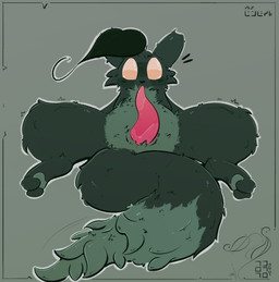 animal_genitalia animal_penis blush blush_lines bodily_fluids cheek_tuft chest_tuft erection facial_tuft feral fluffy fluffy_tail fur genital_fluids genital_slit genitals green_body green_fur leaf leaf_on_head leaning leaning_backward long_tail looking_at_viewer male multicolored_body multicolored_fur pawpads penis presenting presenting_penis simple_background solo spread_legs spreading tail tapering_penis tapering_tail thick_tail tremble_spikes tuft two_tone_body two_tone_fur namaport rain_world videocult neppy_(namaport) slugcat hi_res