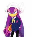 anthro beak biped blue_eyes blush clothed clothing eyelashes feathers female headgear headkerchief headwear kerchief leggings legwear neckerchief neckwear purple_body purple_feathers school_uniform simple_background skateboard solo standing sweater topwear uniform vehicle white_background white_headkerchief white_kerchief ni-okaasan sega sonic_riders sonic_the_hedgehog_(series) wave_the_swallow avian bird hirundinid oscine passerine swallow_(bird) film_grain hi_res