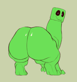 all_fours ambiguous_gender anthro big_butt butt feet glistening glistening_butt green_body huge_butt looking_at_viewer nude pink_eyes simple_background smile smiling_at_viewer solo thick_thighs xxthegreyfoxxx microsoft minecraft mojang xbox_game_studios creeper_(minecraft) 2025 hi_res