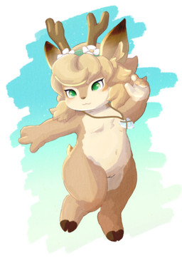 2_horns 4_fingers accessory anthro antlers biped brown_ear_tips brown_nose chest_tuft dipstick_ears ear_markings eyelashes female female_anthro fingers flower flower_in_hair fur genitals glistening glistening_eyes green_eyes hair hair_accessory hooved_plantigrade hooved_toes hooves horn jewelry multicolored_body multicolored_ears multicolored_fur navel necklace nude nude_anthro nude_female orange_body orange_fur plant plantigrade scut_tail short_tail solo tail tan_body tan_fur tied_hair tuft vulva young young_anthro young_female munieru gunfire_reborn yoyo_(gunfire_reborn) deer mammal 2025 absurd_res digital_media_(artwork) hi_res